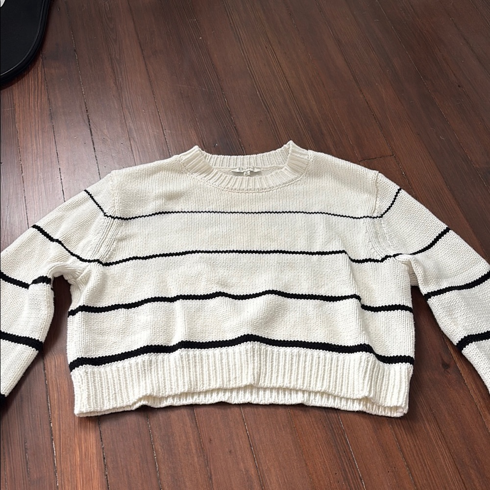 Francesca's Collections Cream and Black Cowl Neck Sweater